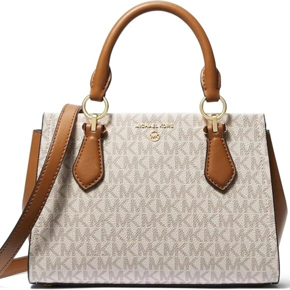 NEW! Michael Kors Marilyn Small Crossbody Bag-Vanilla/Acorn - Picture 1 of 6